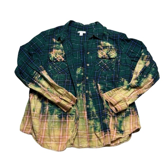 💚 Croft & Barrow Bleached Plaid Button Up Shirt XL VGUC 🌟✨ - Picture 1 of 4